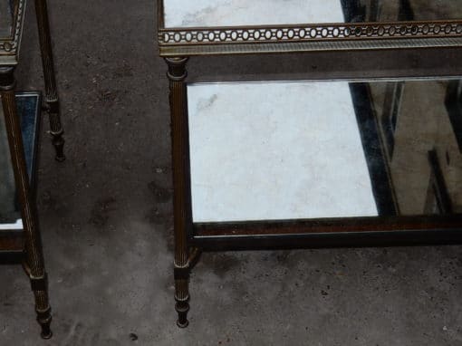 1950/70' Pair  Of End Of Sofa Maison Bagués  With Tops In Oxyded mirror With Openwork Galleries 60 X 38 cm - Image 2