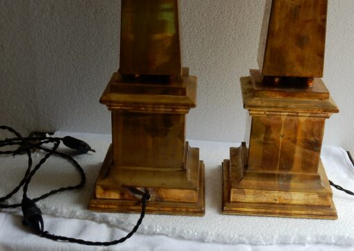 1970 ' Pair of Lamps Obelisks in Brass In The Style Of Maison Jansen - Image 4