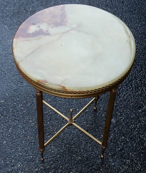 1950/70 'Pedestal Brass Gallery Openwork Style Maison Bagues Onyx Tray - Image 3
