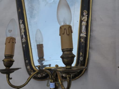 1950 ' Sconces Pair laqued wood chinese decor - Image 6