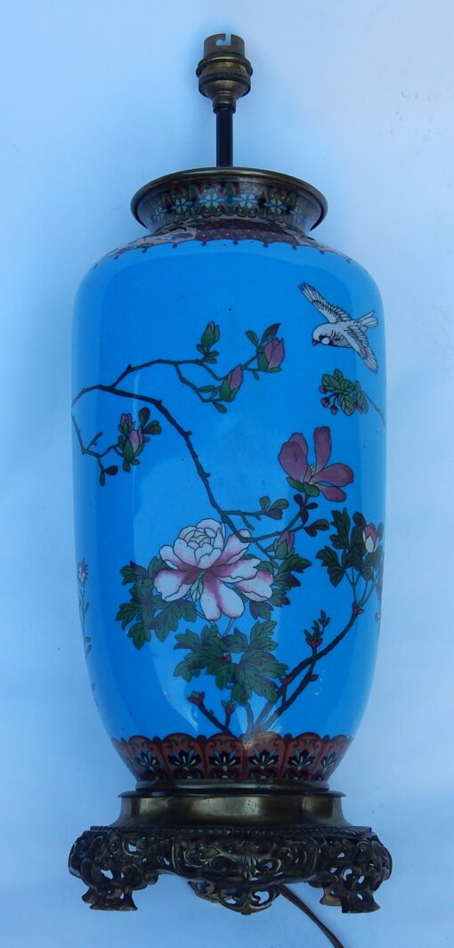 1890' Lamp Compartmentalized Japan Birds and Flowers - Image 6