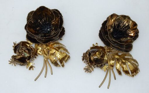 1970 ' Wall Lamp Pair Anemones Maison Jansen in Brass