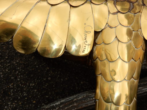 1982 ' Coffee Table Alain Chervet Eagle With Wings in the Spread  Ailes Déployées Brass and Iron - Image 3