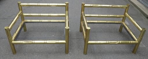 1950/70 Paire de fauteuils laiton doré design italien modele bambou – Image 2
