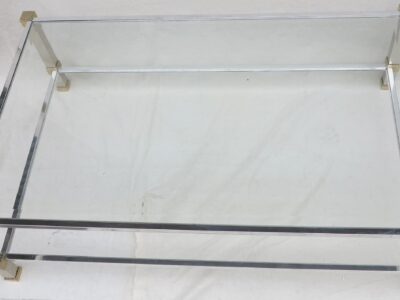 Coffee table Pierre Vandel silvery and guilted