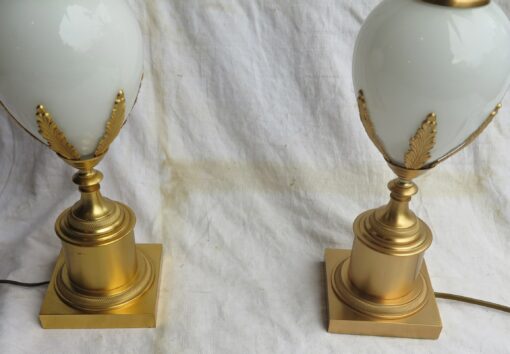 Pair of Lamps Style Maison Charles in White Opaline - Image 6