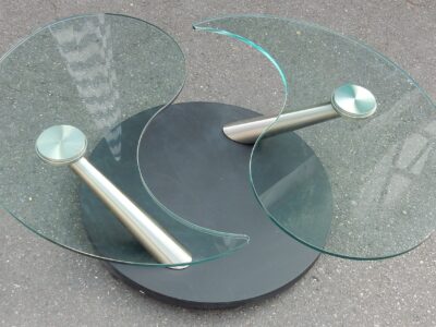 980/2000 Flexible coffee table Draenert-studio by Georg Appelshauser symbolic Le Yin et le Yang  or Taï Chi