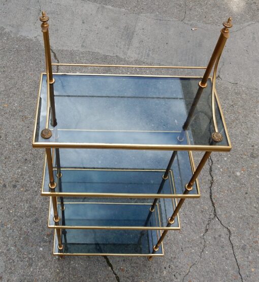 1970' Etagere A 4 Niveaux  En Bronze Maison Bagués Avec Frontispice – Image 2