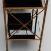 1950/70' Paire d'Étagères en Laiton à 3 Niveaux Maison Baguès Plateaux Opalines Noires – Image 7
