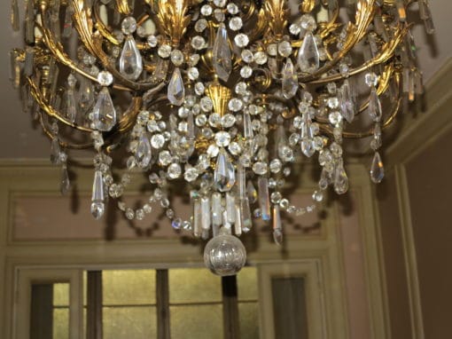 1880/1900 N3 Chandelier Gilded Bronze and Crystal 5 Arms 15 Bulbs - Image 7