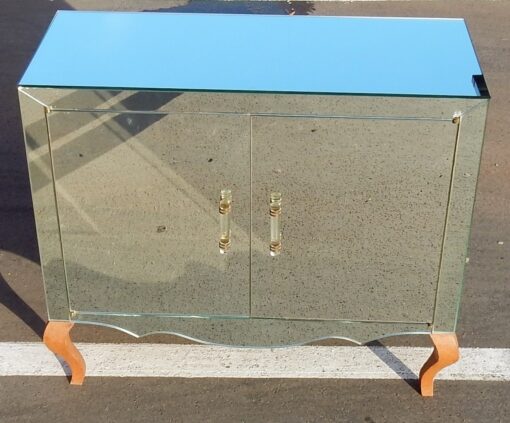 1940/50' Buffet Art Déco Miroir 2 Portes 2 Poignées Verre