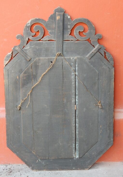 1880 'Mirror Venice octagonal has pediment birds with blue glass barrettes adorned with bubbles - Image 6
