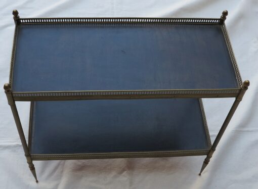 1950/70' Shelf in brass with gallery Maison Bagués 2 tray with black leather