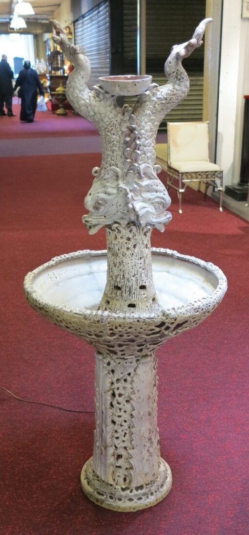 1950/70' Fontaine aux Dauphins Faïence Style Vallauris – Image 2
