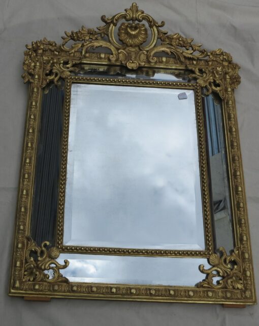 Miroir Style Régence à Coquille Glaces Mercure Parecloses Doré à l'or 120 x 88 cm – Image 2
