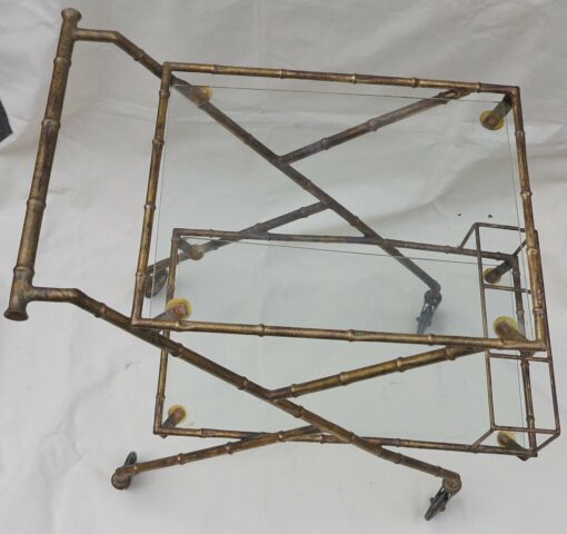 Bar roulant en fer doré Maison Bagués décor bambou – Image 7