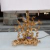 1970 'Pair Of Coral Decor Lamps Gilt Bronze And Amethyst By Boeltz - Image 5