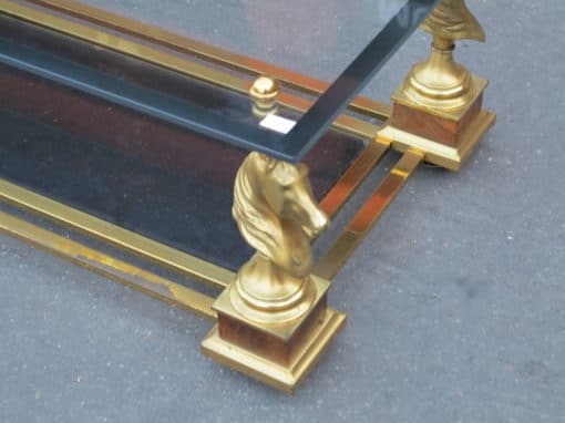 1950/70 Coffee Table Horses Heads in the Style of Maison Charles Plated Feet to Wallnut - Image 3