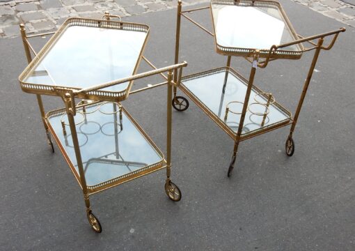 1950/70 Pair Of Rolling Bar In Brass Maison Bagués  in The Style of  L XVI - Image 3