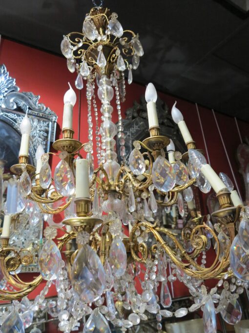 1900' 2 Bronze and Crystal Chandeliers 6 and 8 Arms Same Model - Image 4