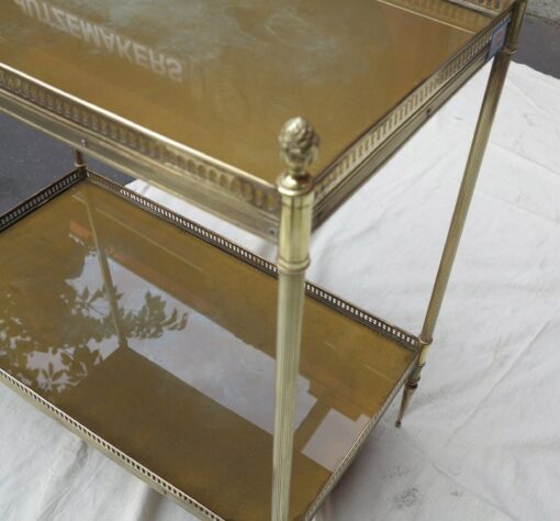1950/70' Shelf in brass with gallery Maison Bagués 2 trays with oxyded gilted mirrors - Image 5