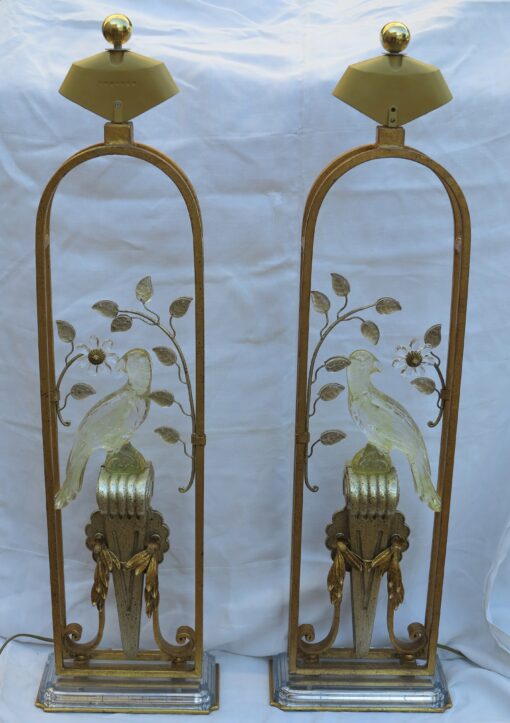 1970' Paire de lampes a la perruche style Bagués – Image 2