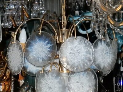 1970' Chandelier Vistosi 15 crystals opalescent