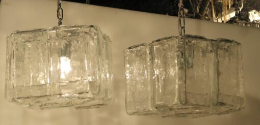 1970' Paire de Lustres ou Lanternes par Fratelli en Forme de Cage Cristal de Murano – Image 3