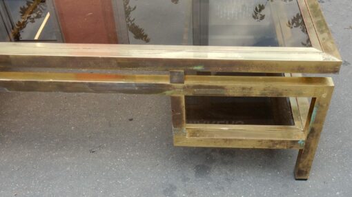 1970' Rectangular Coffee table Guy Lefevre in bronze and polish brass - Image 7