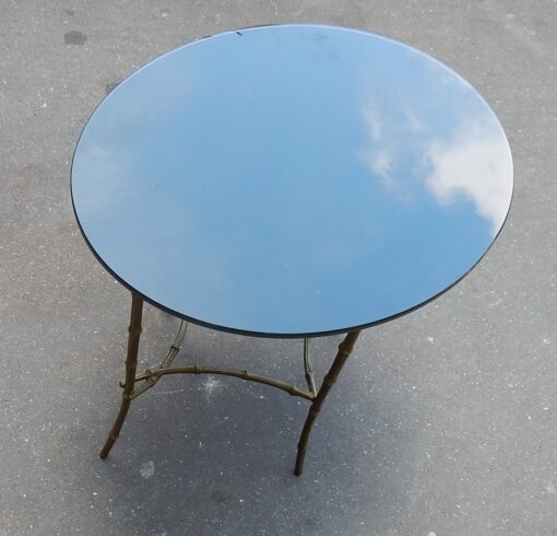 1950/70 Table Basse Plateau Verre Noirci Maison Baguès en Laiton – Image 2