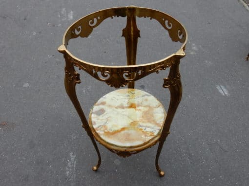 1970' Paire de Sellettes en Bronze Doré Style LXV Plateaux Onyx – Image 4