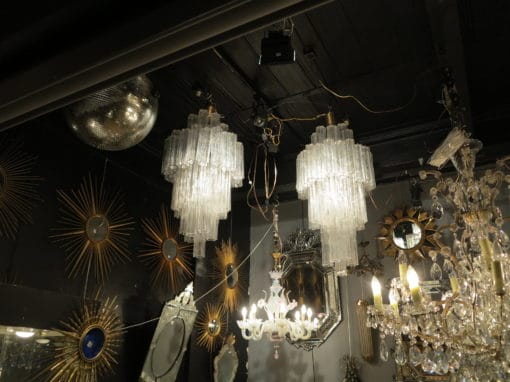 Paire de lustres Venini cristal de Murano de forme pentagonale modéle Tronchi par Véronese – Image 5
