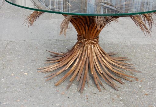 1970' Pedestal Table or Coffee Table in YSL  Style in Gilted Iron - Image 3