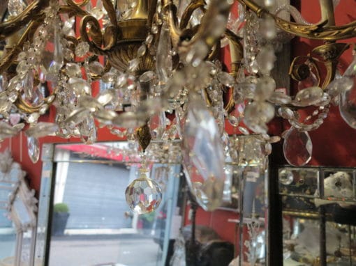 1900' 2 Bronze and Crystal Chandeliers 6 and 8 Arms Same Model - Image 8