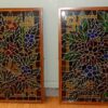1950/70' Pair of Stained-glass windows Decoration of Flowers - Image 2