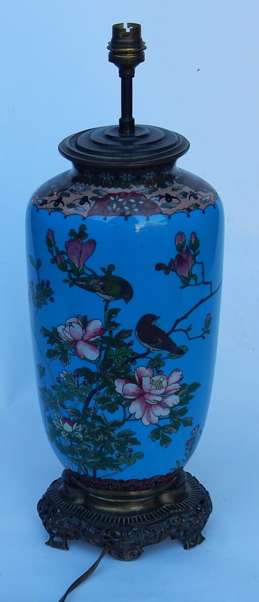 1890' Lamp Compartmentalized Japan Birds and Flowers - Image 4