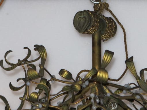 Lustre boule de gui en bronze art nouveau a 5 lampes  diametre 50 – Image 5