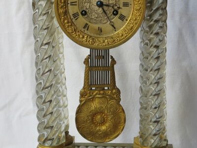 1830' Pendule Portique  Charles X Cristal Baccarat et Bronze Doré