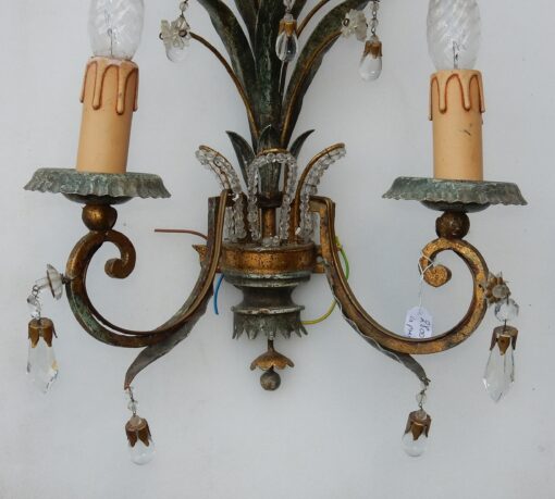 1950-1970 Pair of Sconces with Pinapple Leaves in the Style Maison Baguès - Image 7