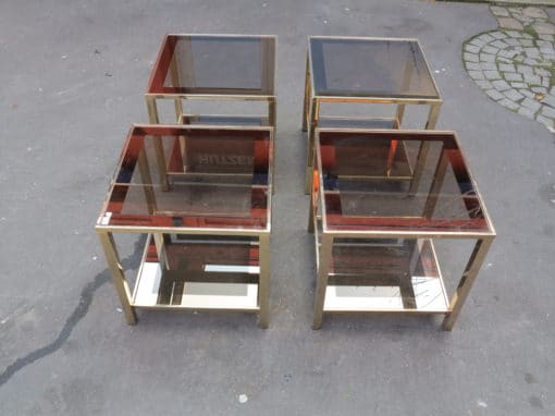 1970'  Four Tables End of Sofa  with Tops in Smoked Frame Mirror 50X 50 cm - Image 2