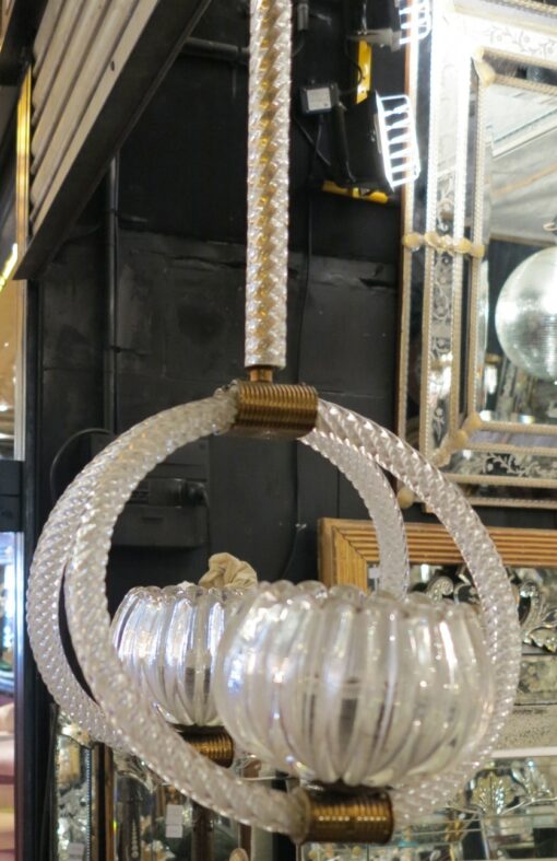Lustre en verre 2 boules style Barovier e Toso – Image 3