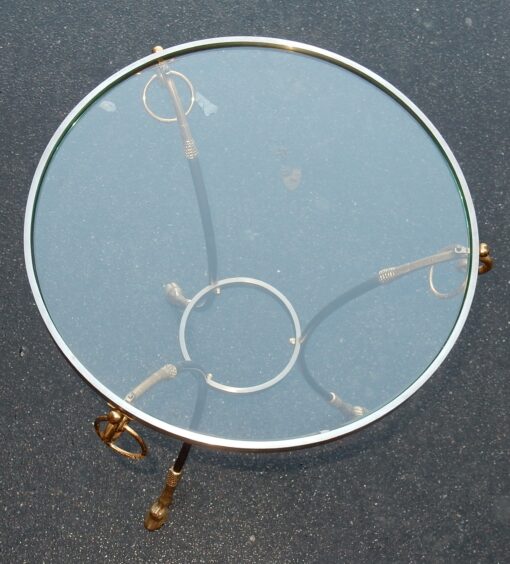 1970/80 Pedestal in Gilt and Silvered  Bronze with Top in Glass Maison Charles - Image 6