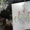 1950' Murano Chandelier Has 6 Blue Glass Lights Opalescent and Pink Molten Glass - Image 2