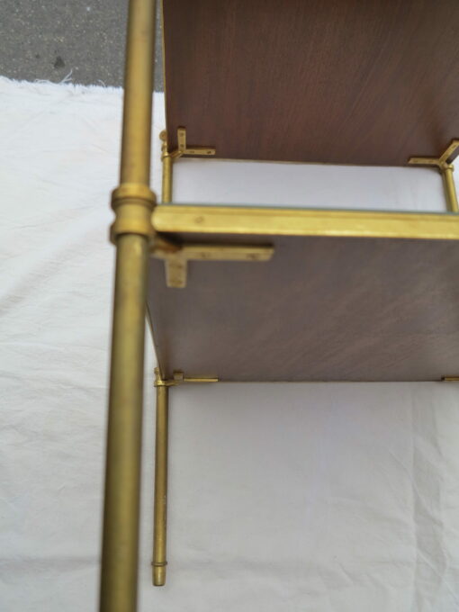 1970' Table or Shelf in brass Maison Bagués 2 tray with leather and gilt grecs deco - Image 4