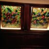 1950/70' Pair of Stained-glass windows Decoration of Flowers