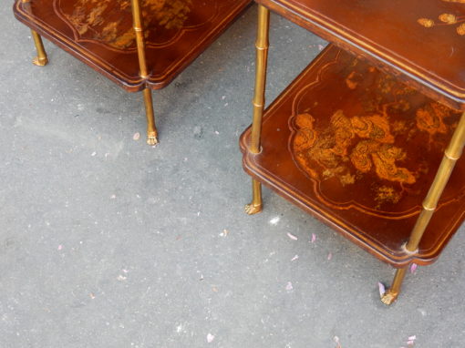 1950/70'  Pair of End of Sofa in the Style of Maison Bagués Lacquer of China 45 X34 cm - Image 5