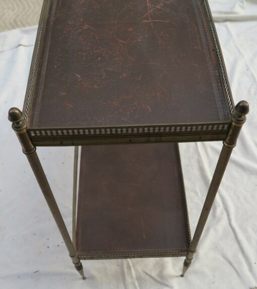 1950/70' Shelf in brass with gallery Maison Bagués 2 tray with leather dark - Image 4