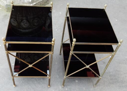 1950/70' Pair of Shelves has 3 levels Maison Bagués With Black Opaline