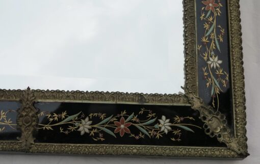 Miroir Napoléon 3 , cadre bronze , émaillé sur cartouches en miroir noirci – Image 7