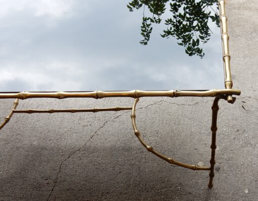 1970 Coffee Table Maison Baguès in Bronze Deco Bamboo With Top in Black Glass 58 X 104 cm - Image 6